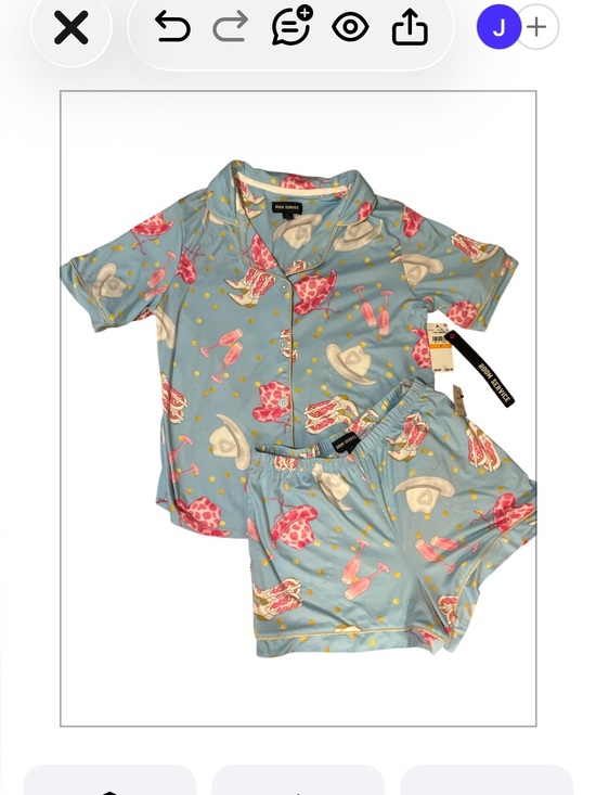 Room Service Other - NWT Room Service Women’s PJ Aqua Blue Theme Short Set